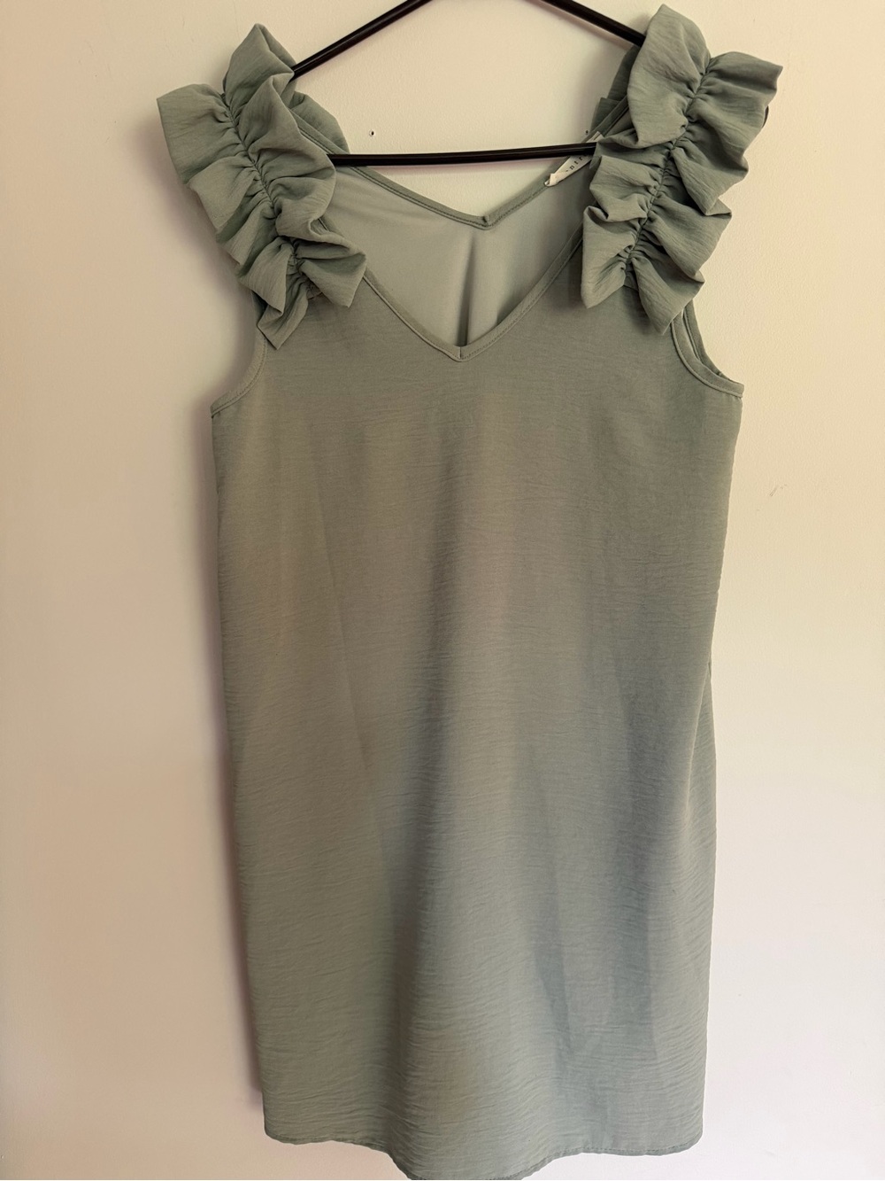 Entro Ruffle Sleeve Sage Green Summer Dress M Medium